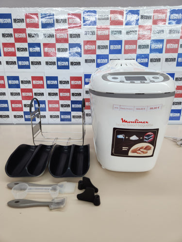 Moulinex OW6101 Home Baguette - Panificadora de 1650 W, 16 programas, hasta 1.5 kg, inicio programado, mantenimiento caliente, incluye bandejas para baguette, 2 aspas amasar y recetario, blanco